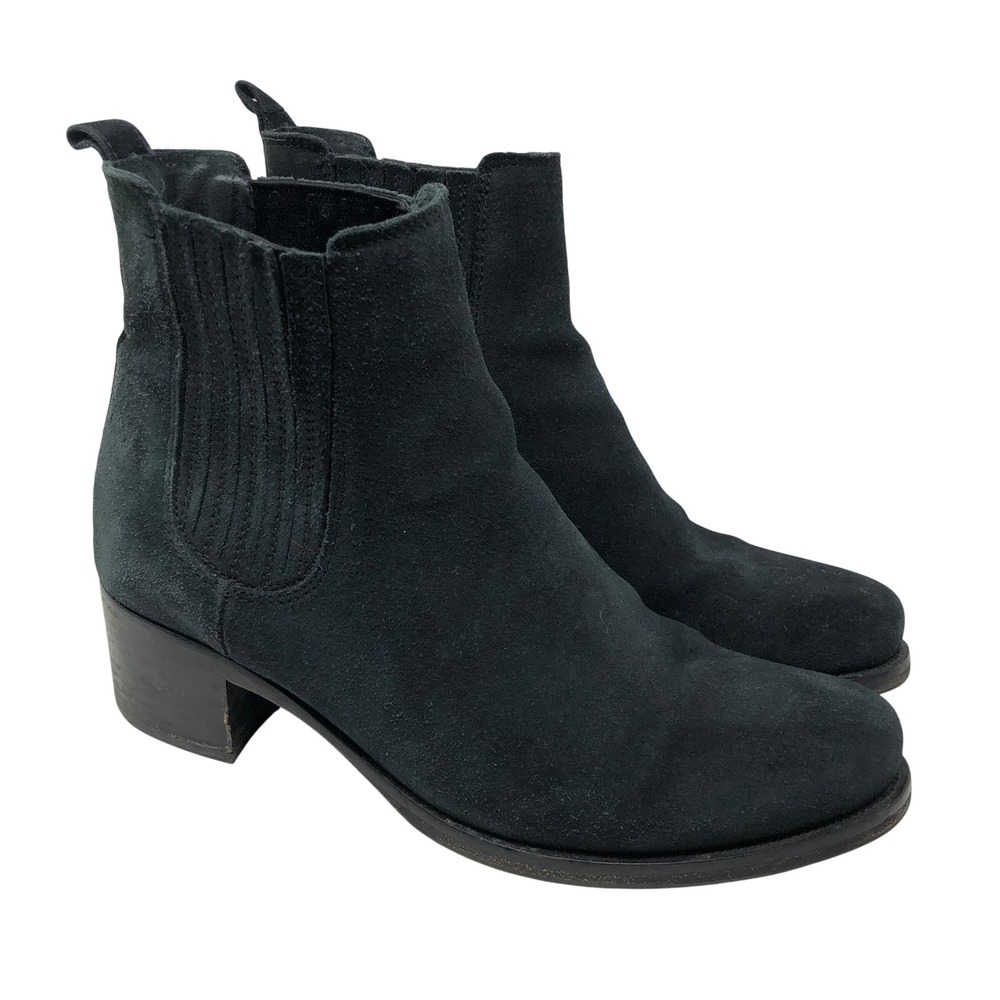La Canadienne Chelsea Boots Women 8.5 Black‎ Suede Block Heel Made in Canada